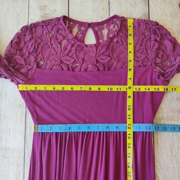 PinkBlush Purple Lace Sleeve Maternity Maxi Dress sz S - Picture 8 of 11